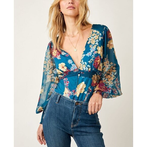 FREE PEOPLE Wanderlust Bodysuit / Jade Combo - Picture 3 of 7